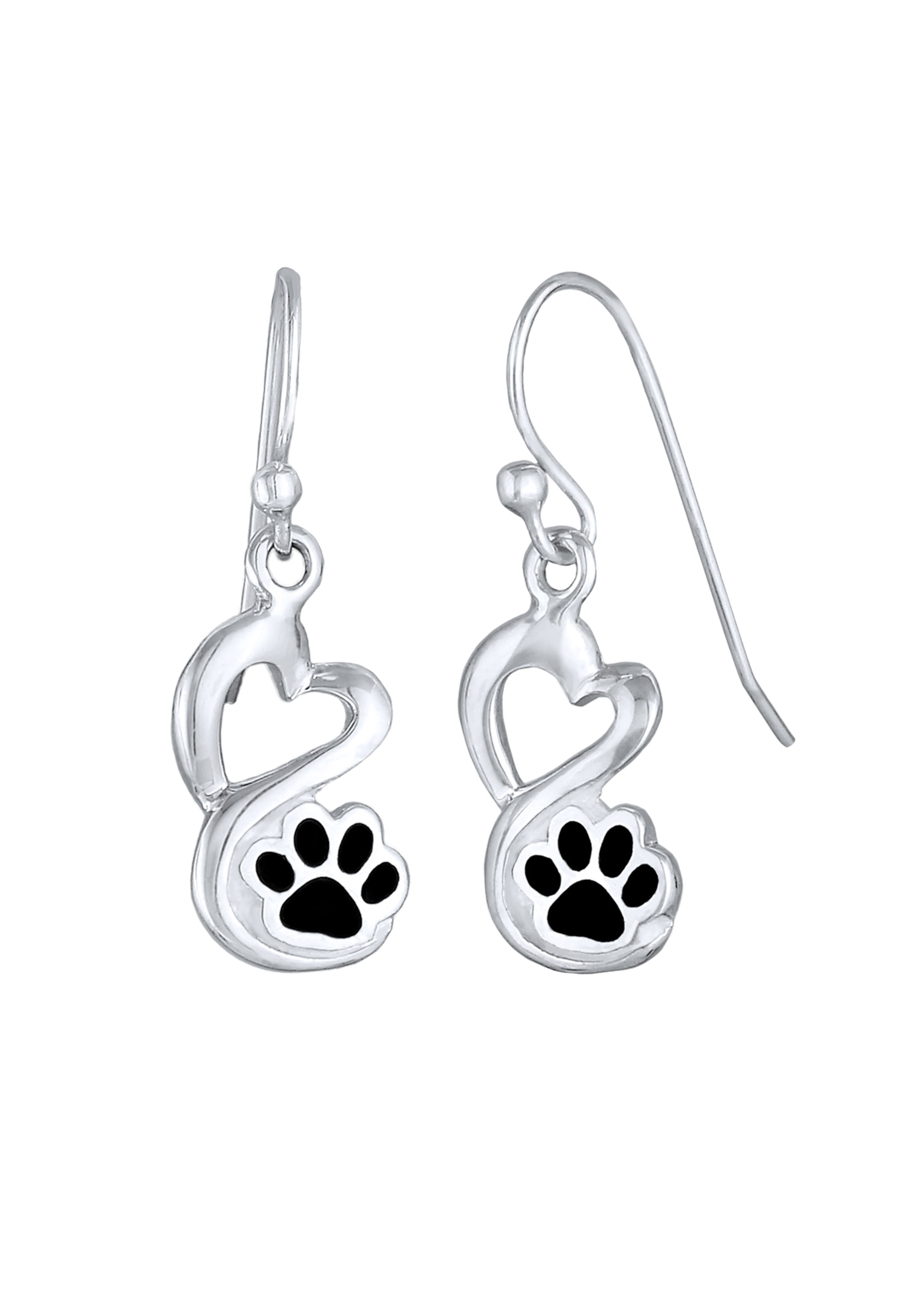 Nenalina Ohrringe Herz, Pfote in Silber: Vorderseite