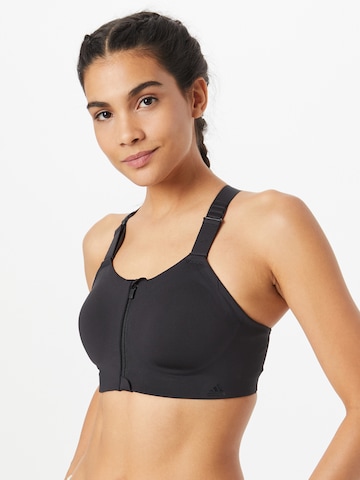 ADIDAS SPORTSWEAR High Support Sports Bra 'Tlrd Impact Luxe High-Support Zip' in Black: front