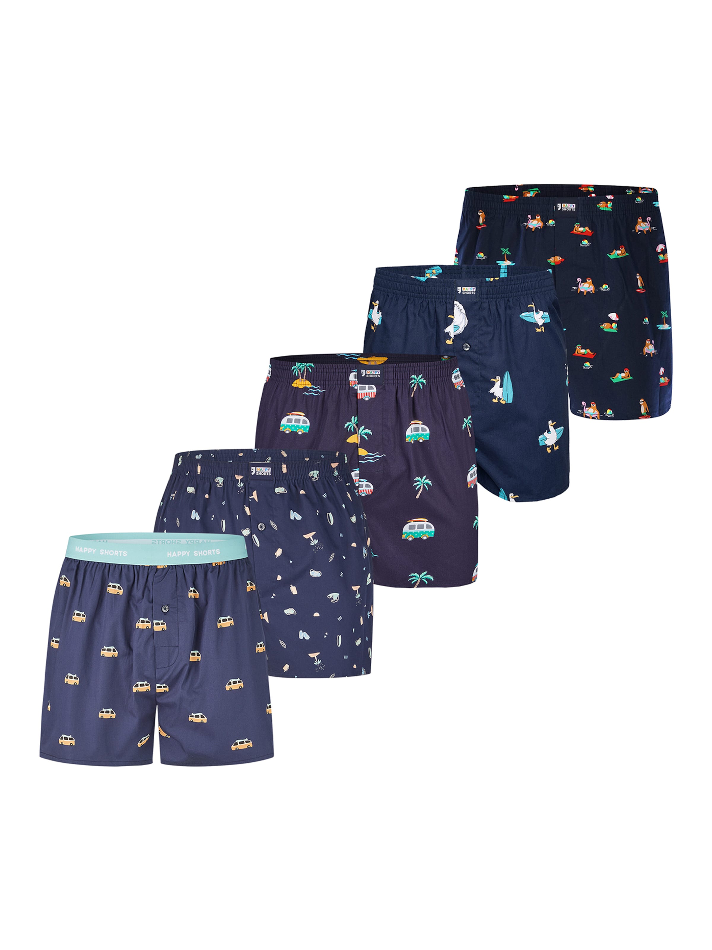 Boxers ' Motiv Mix ' Happy Shorts en bleu : devant