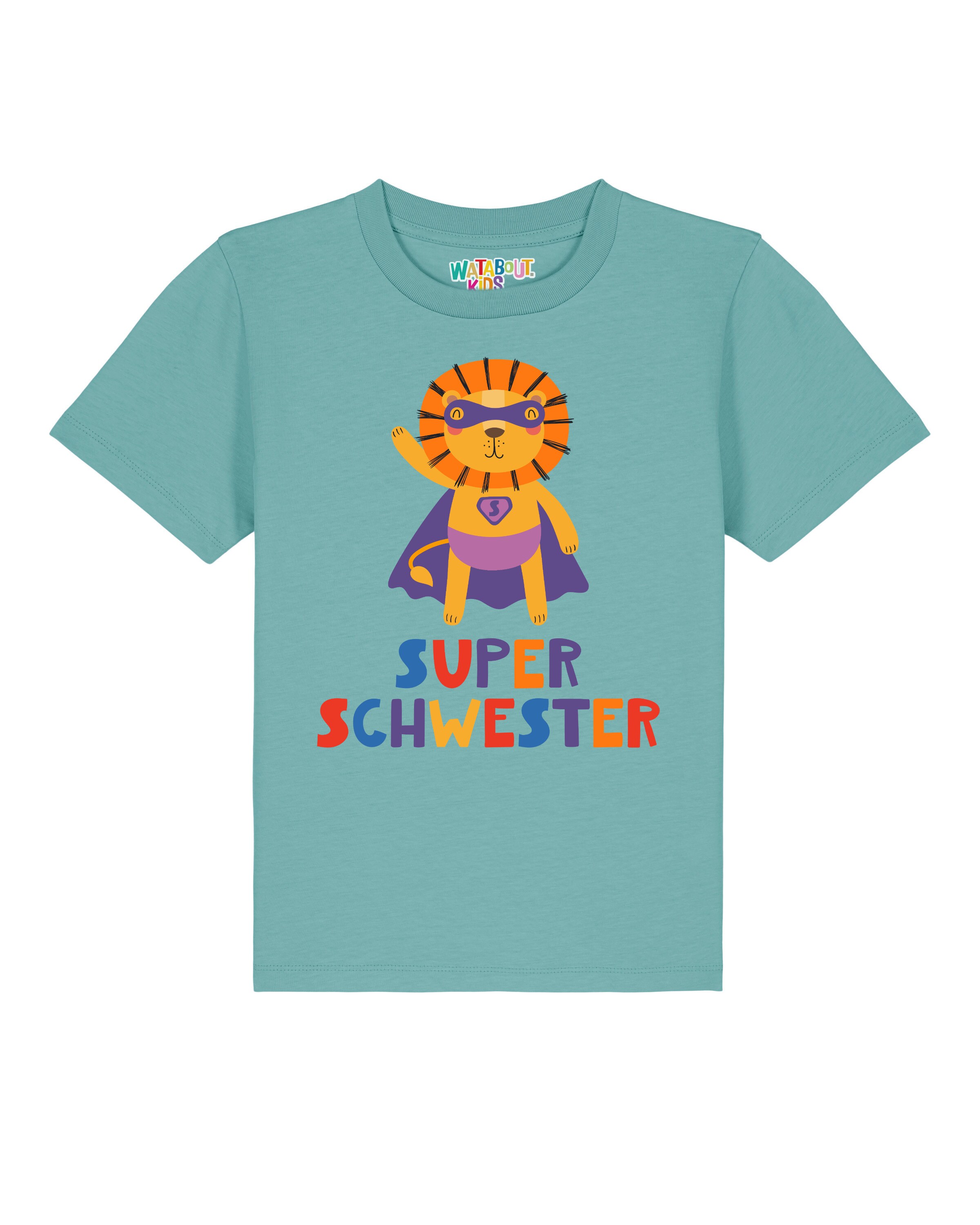 T-Shirt 'Löwe Superschwester' watabout.kids en bleu : devant