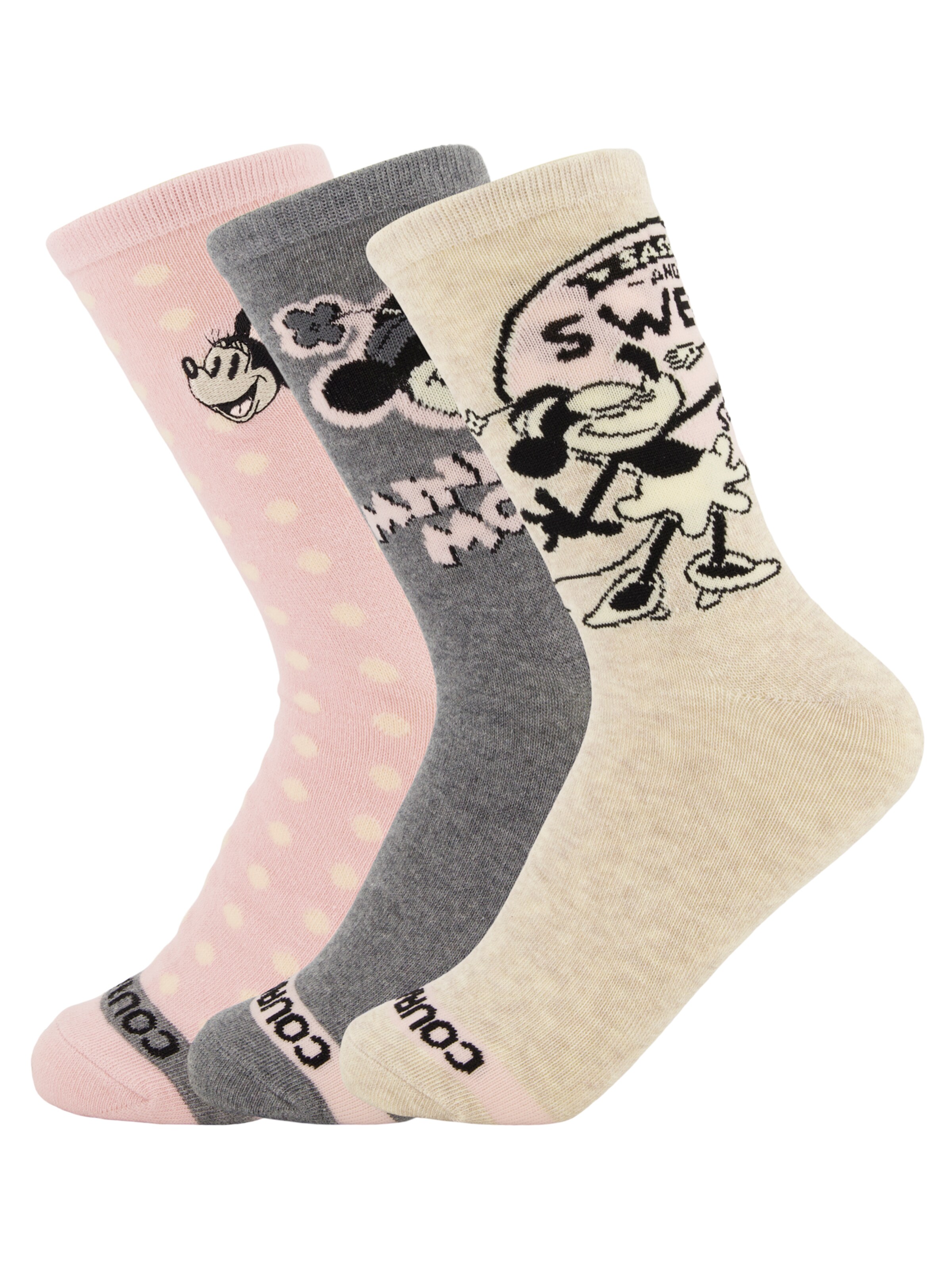 Chaussettes 'Minnie-Maus' DISNEY en beige : devant