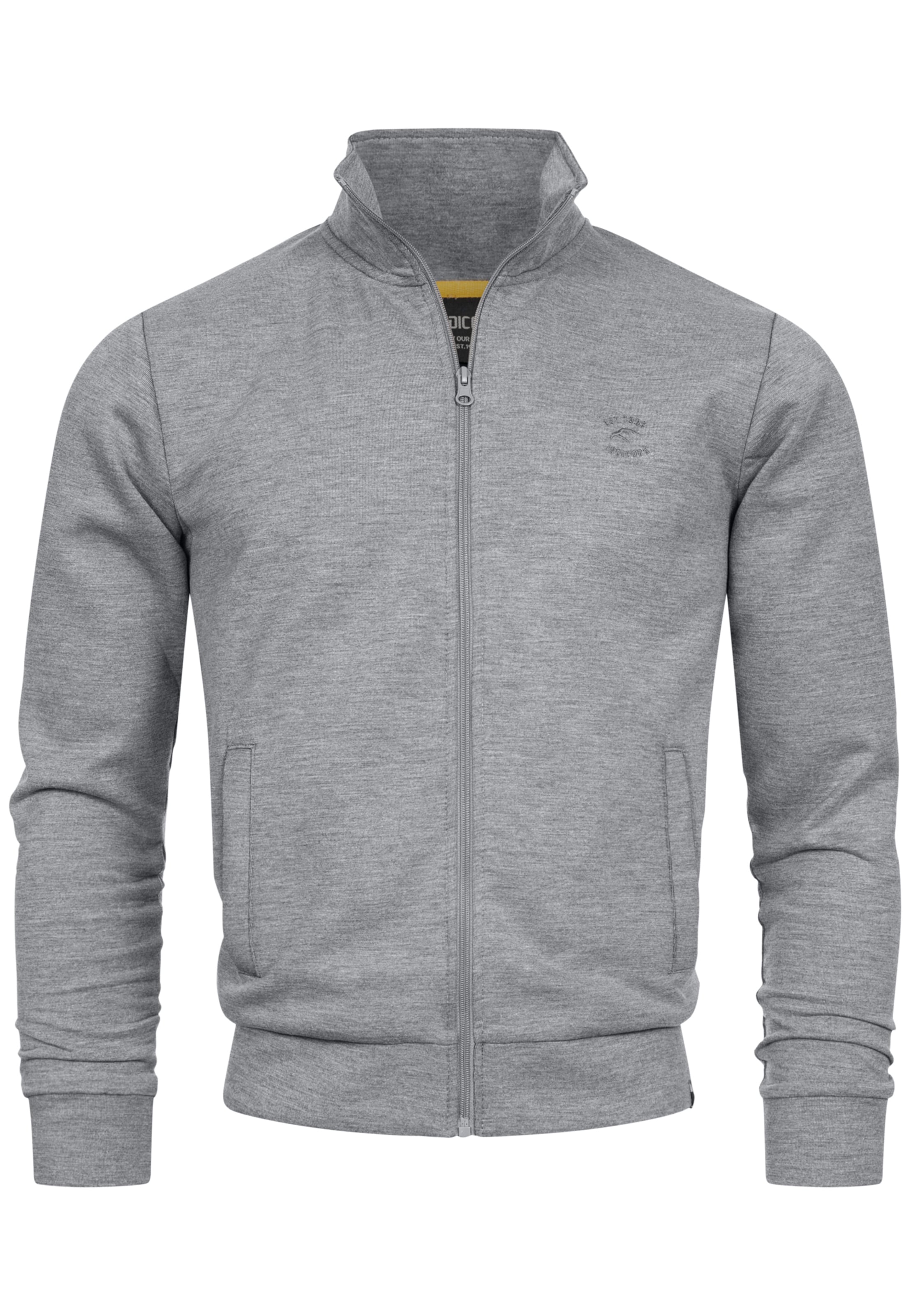 INDICODE JEANS Zip-Up Hoodie 'Sharpis' in Grey: front