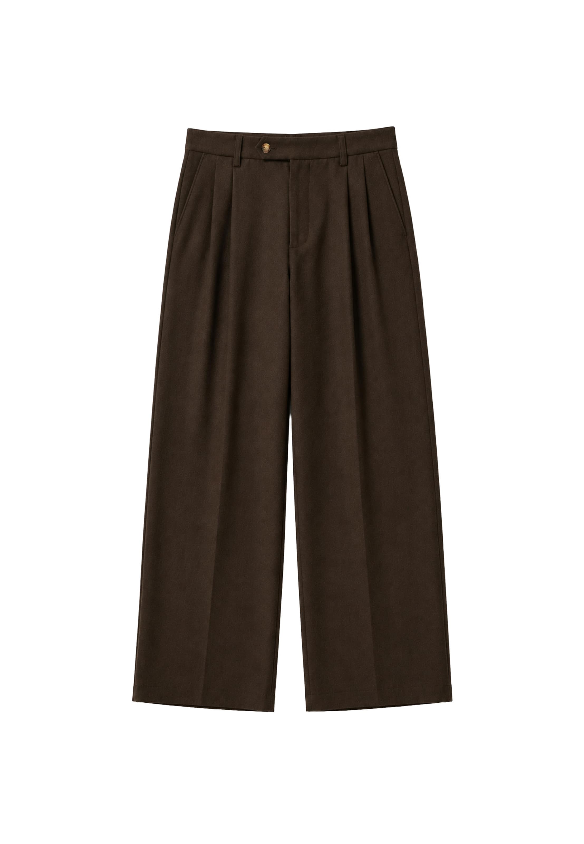 Wide leg Pantaloni con pieghe di Prohibited in marrone: frontale