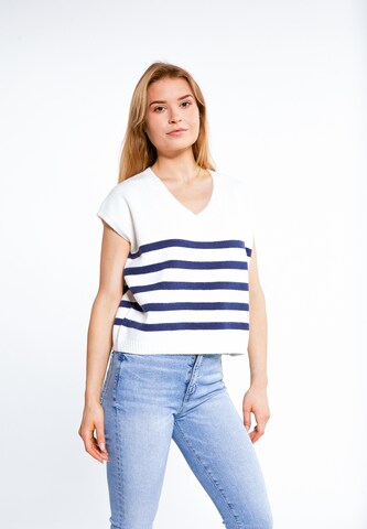 Pull-over DreiMaster Maritim en blanc : devant