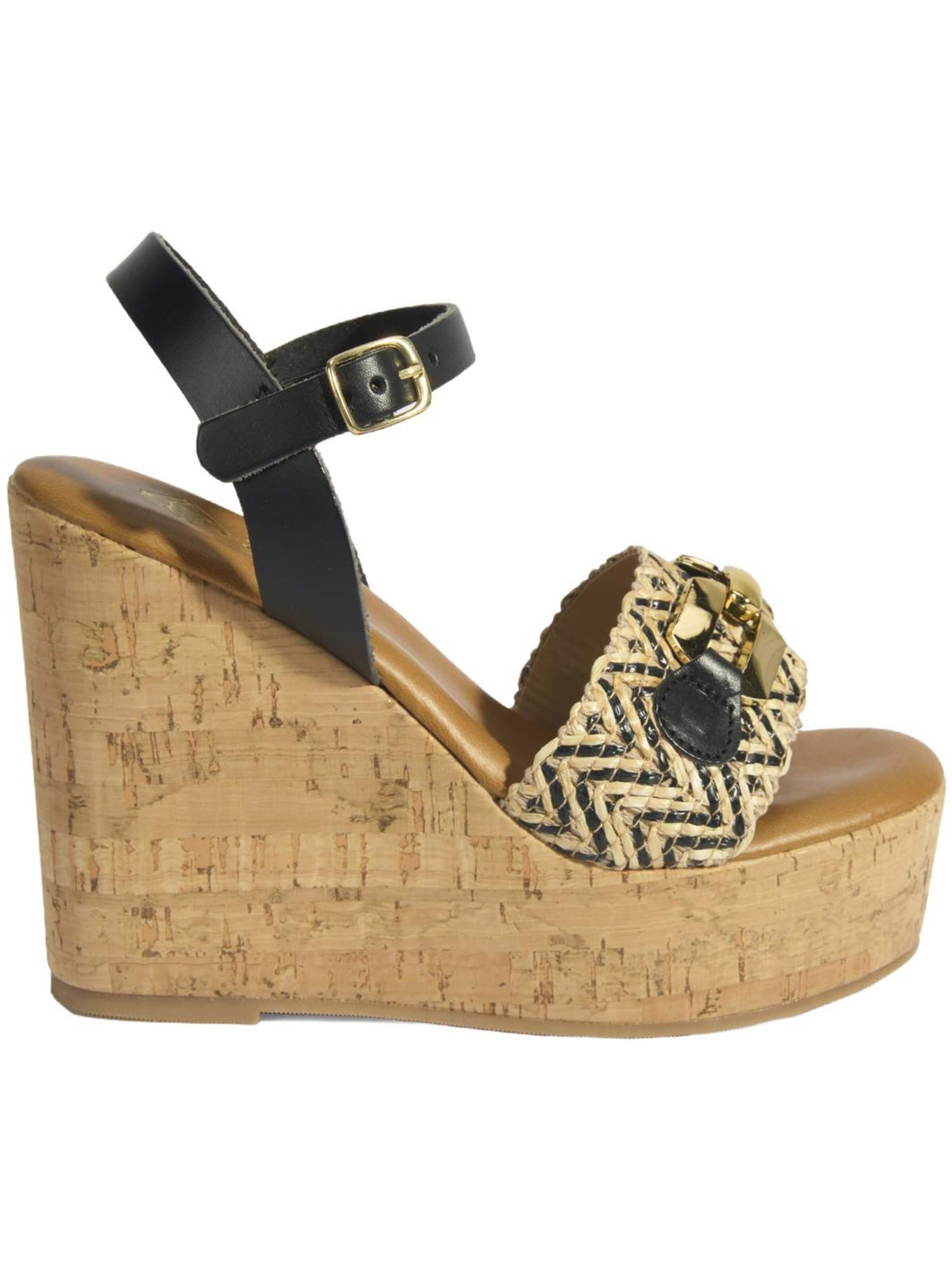 Sandales 'Keilsandalen' Desa en noir