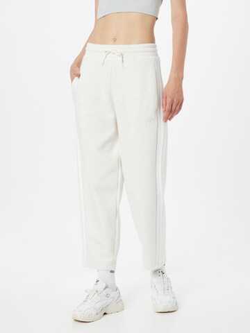 Loosefit Pantalon de sport 'Essentials 3-Stripes Open Hem Fleece' ADIDAS SPORTSWEAR en blanc : devant