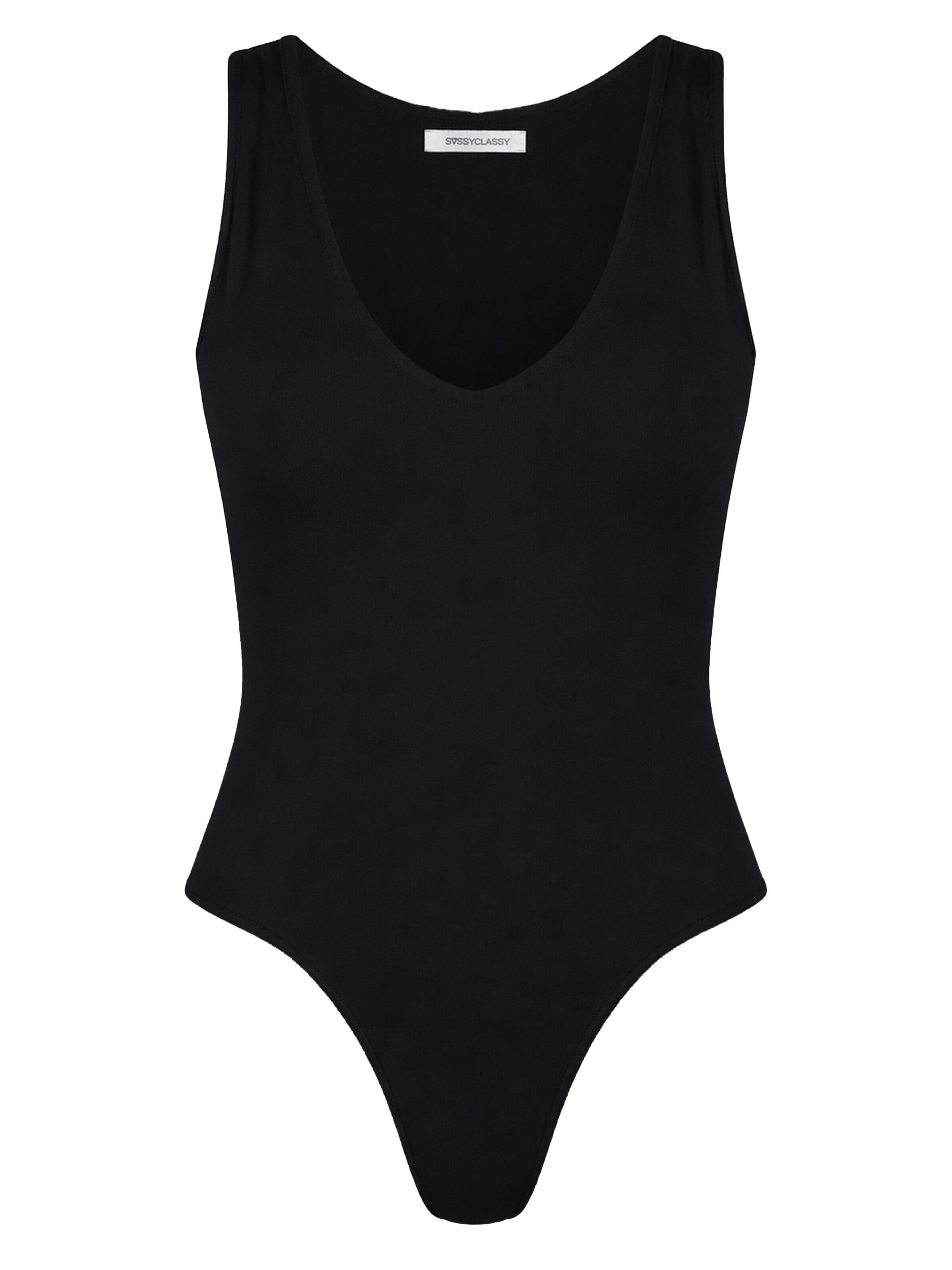 SASSYCLASSY Shirt Bodysuit in Black: front