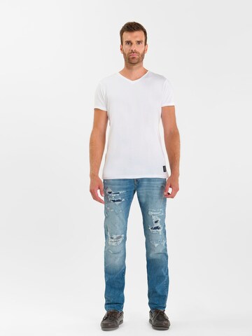 Coupe slim Jean Le Temps Des Cerises en bleu