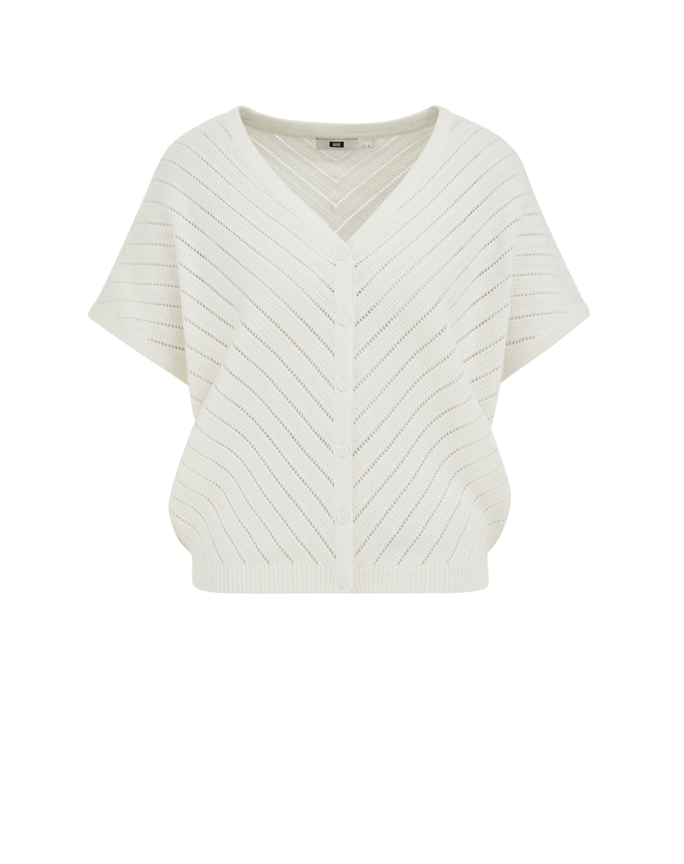 WE Fashion Πλεκτή ζακέτα σε λευκό: μπροστά