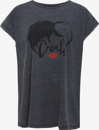 Recovered T-Shirt 'Cruela Devil' in dunkelgrau / rot / schwarz, Produktansicht
