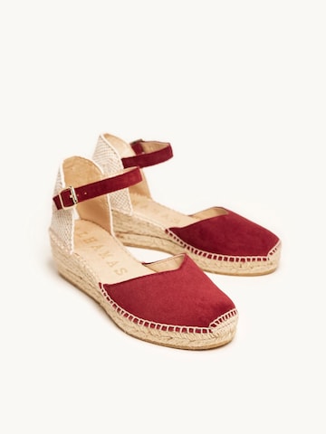 Alhamas - Sandalias con hebilla 'Alpargata Cuña 5 cm' en rojo