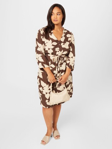 ONLY Carmakoma Shirt Dress 'EMERSON' in Beige