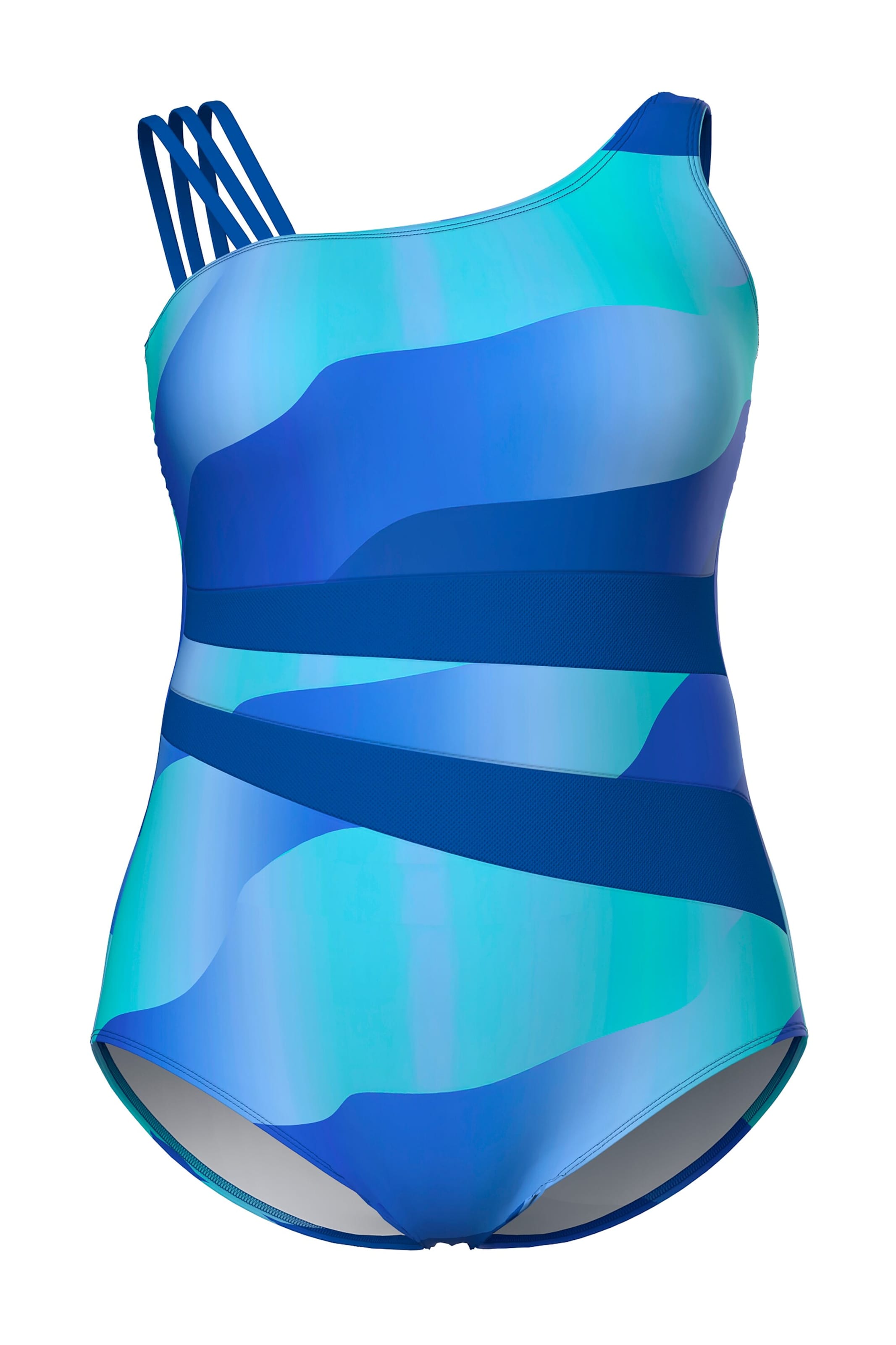 Ulla Popken T-shirt Swimsuit in Blue: front