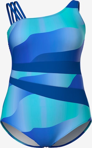Ulla Popken T-Shirt Badeanzug in Blau: Vorderseite