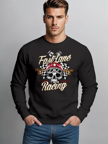 Neverless Sweatshirt 'Racing Skull' in Black