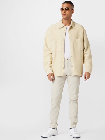 WEEKDAY Comfort fit Button Up Shirt 'Stay' in Beige