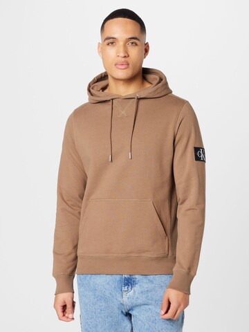 Calvin Klein Jeans Regular fit Sweatshirt in Bruin: voorkant