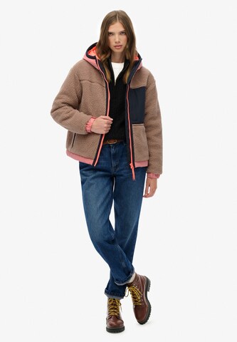 Superdry Fleece jas in Beige