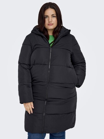 ONLY Carmakoma Wintermantel in Schwarz: Vorderseite