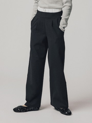 NAME IT Wide Leg Bukser i sort: forside