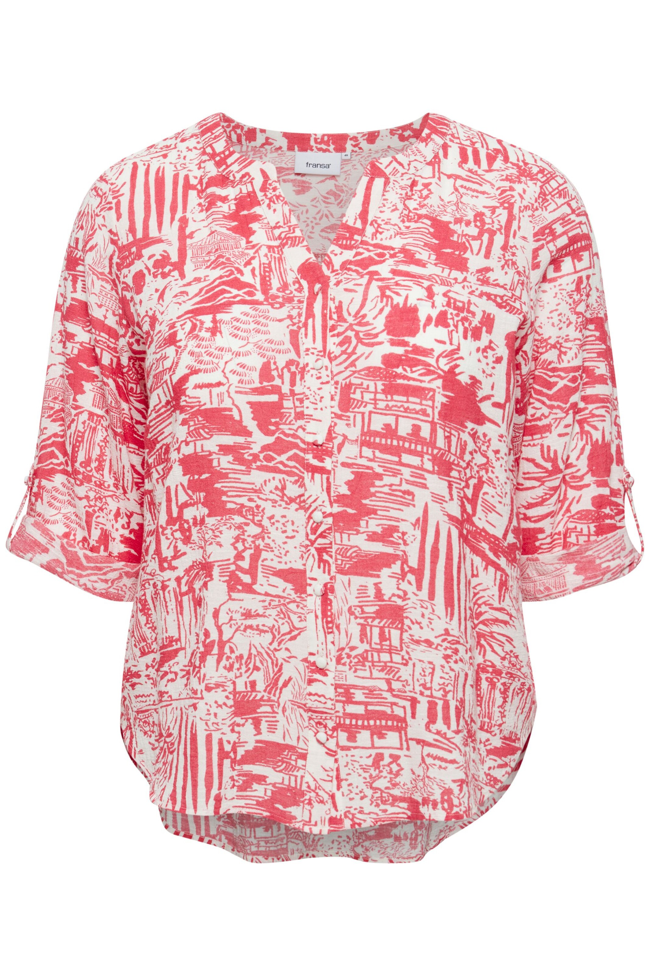 Fransa Curve Blouse 'Bobbi' in Roze: voorkant