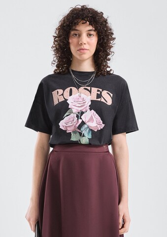 T-shirt QS en noir : devant