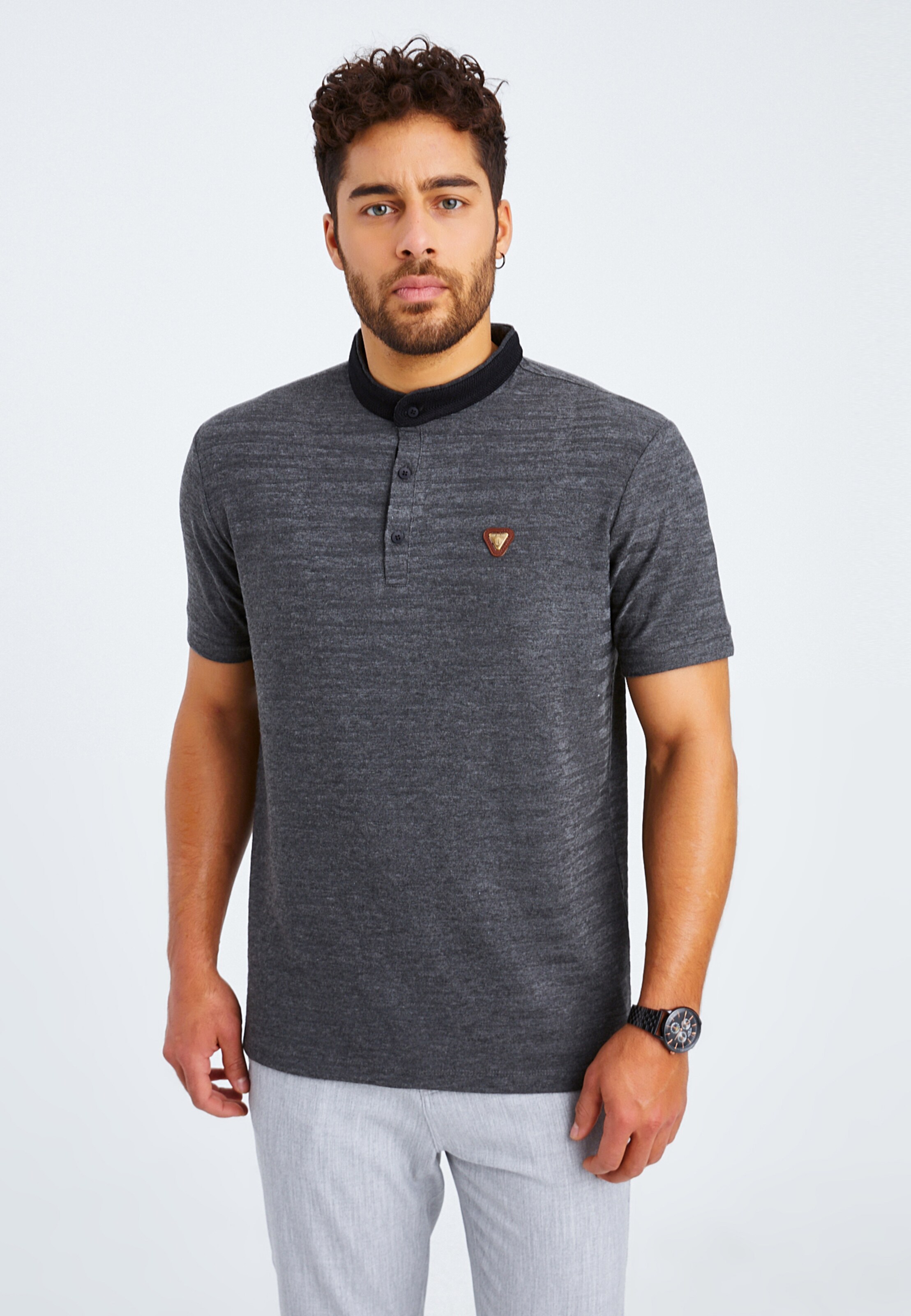 Männer Shirts Leif Nelson T-Shirt Polo in Anthrazit - PH61789 Männer Shirts Leif Nelson T-Shirt Polo in Anthrazit - PH61789