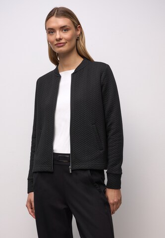 STREET ONE Zip-Up Hoodie in Black: front