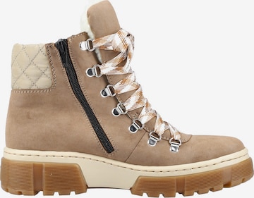 Rieker Lace-Up Ankle Boots in Beige