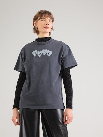 HUGO Majica | črna barva: sprednja stran