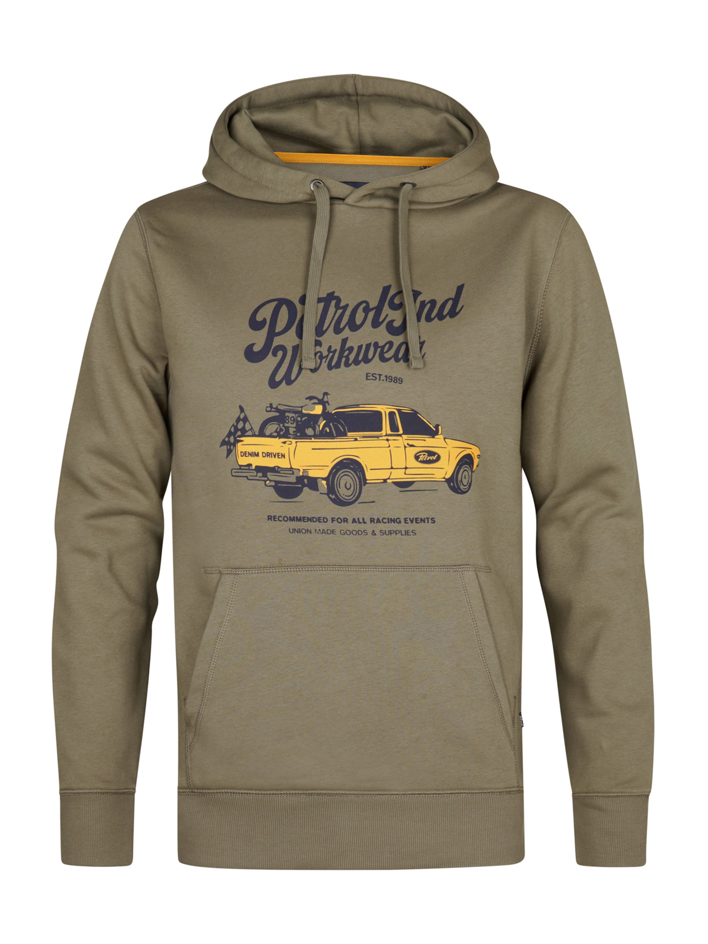 Petrol Industries Μπλούζα φούτερ σε ναυτικό μπλε / κίτρινο / λαδί, Άποψη προϊόντος