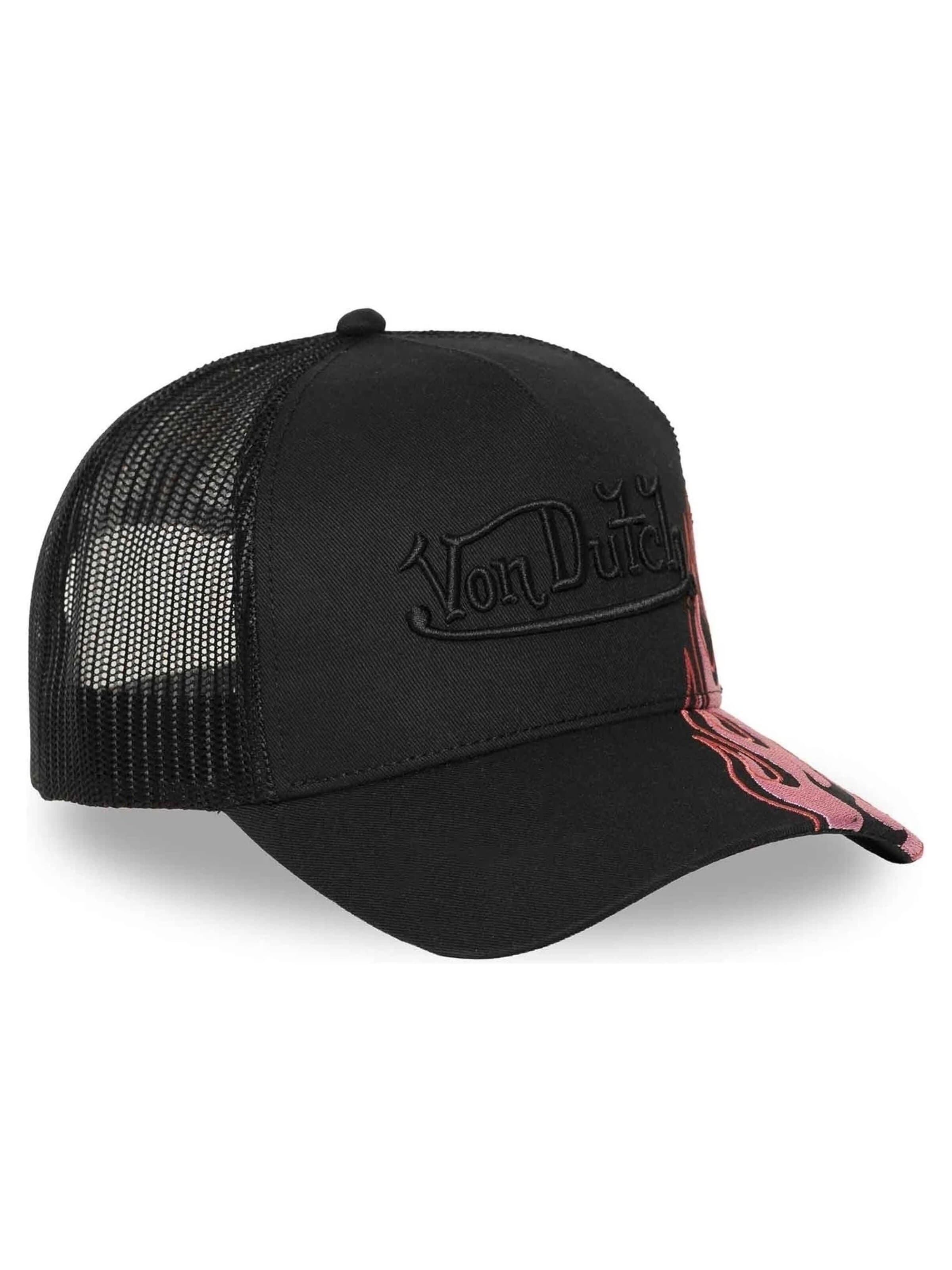 Von Dutch Kšiltovka 'Gorra von dutch negra pink flames trucker cap' – černá