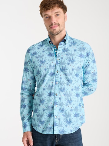 7Camicie Slim fit Zakelijk overhemd 'Donatello Poplin Man Shirt Light Blue Blue' in Blauw