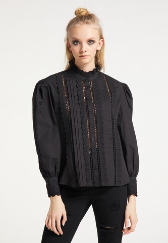 myMo ROCKS Blouse in Zwart: voorkant