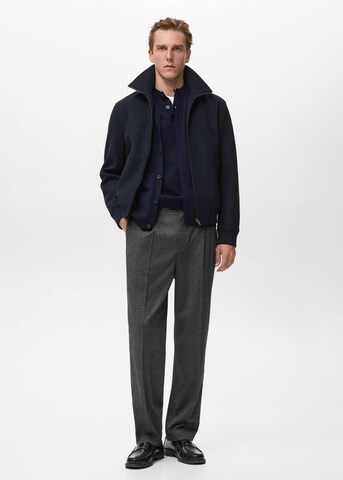 MANGO MAN Regular Pleat-Front Pants 'Piedra' in Grey