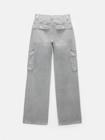 Pull&Bear Широка кройка Карго панталон в сиво
