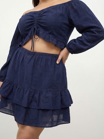 CITA MAASS Nederdel 'Broderie Anglaise' i blå