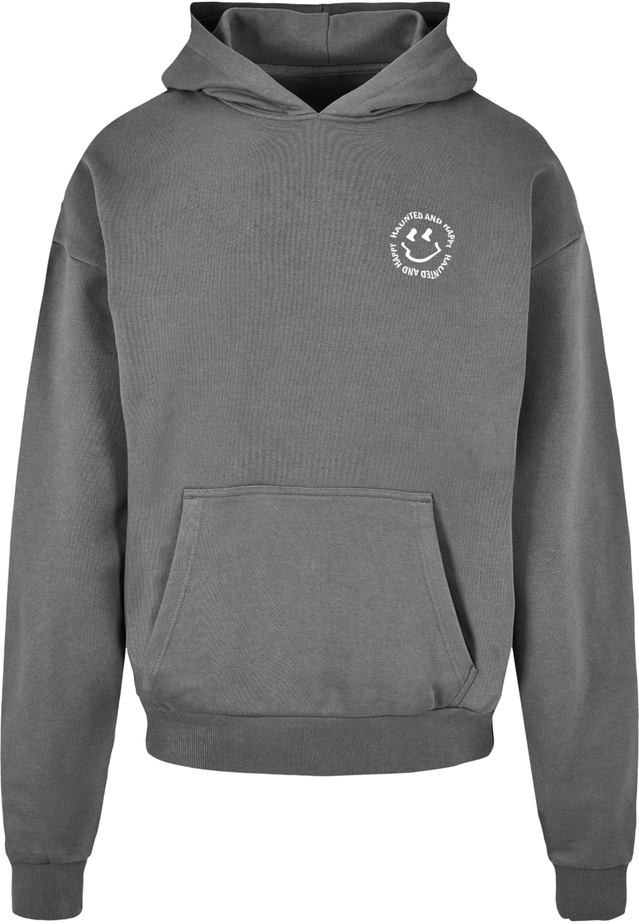 Merchcode Sweatshirt 'Halloween - Haunted and Happy' in XXXL in Dark grey / White, Item view