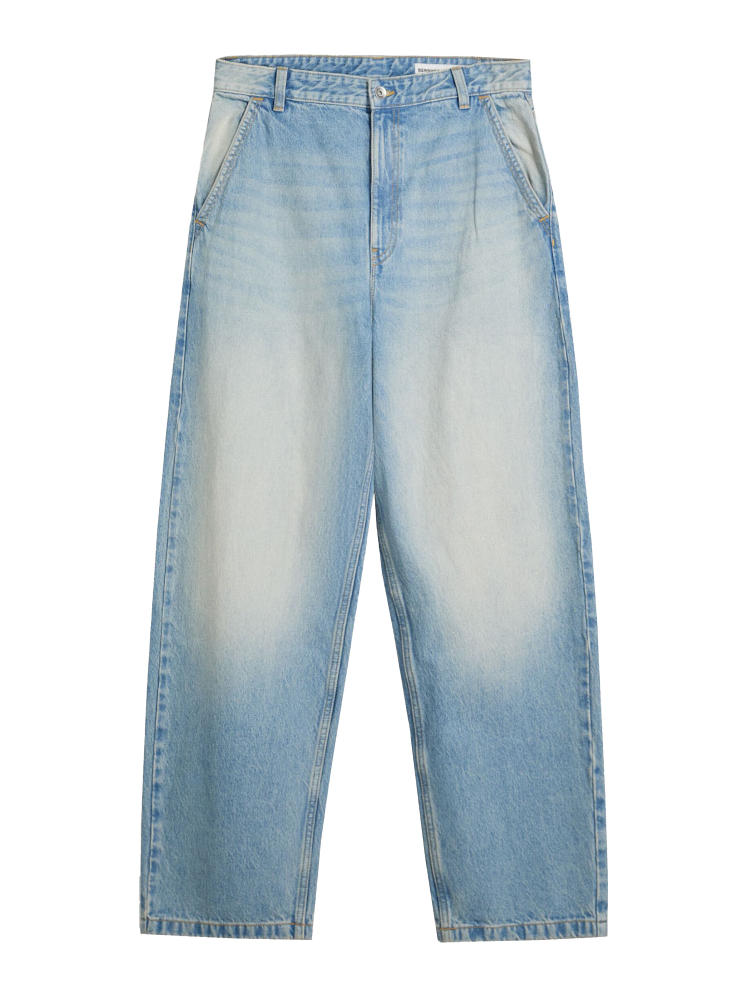 Jeans de la Bershka pe albastru: față