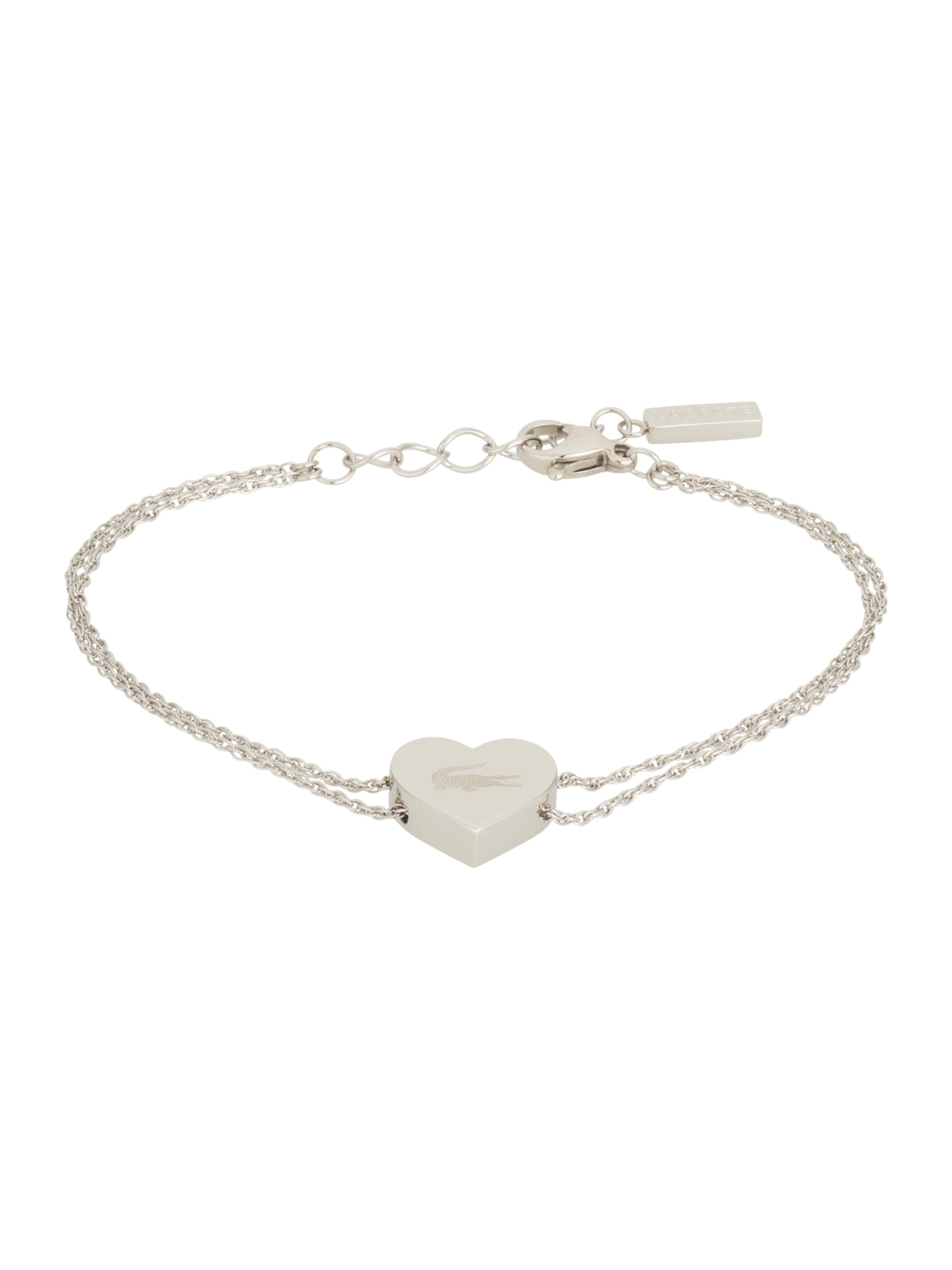 Bracelet 'LOVE MY CROC' LACOSTE en argent : devant