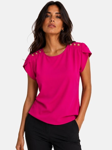 REGINA FASHION Blouse 'Short Sleeve Blouse with Decorative Shoulder Buttons' in Roze: voorkant