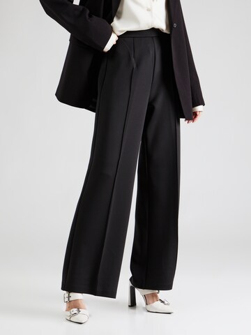 Calvin Klein Wide leg Pleated Pants in Black: front