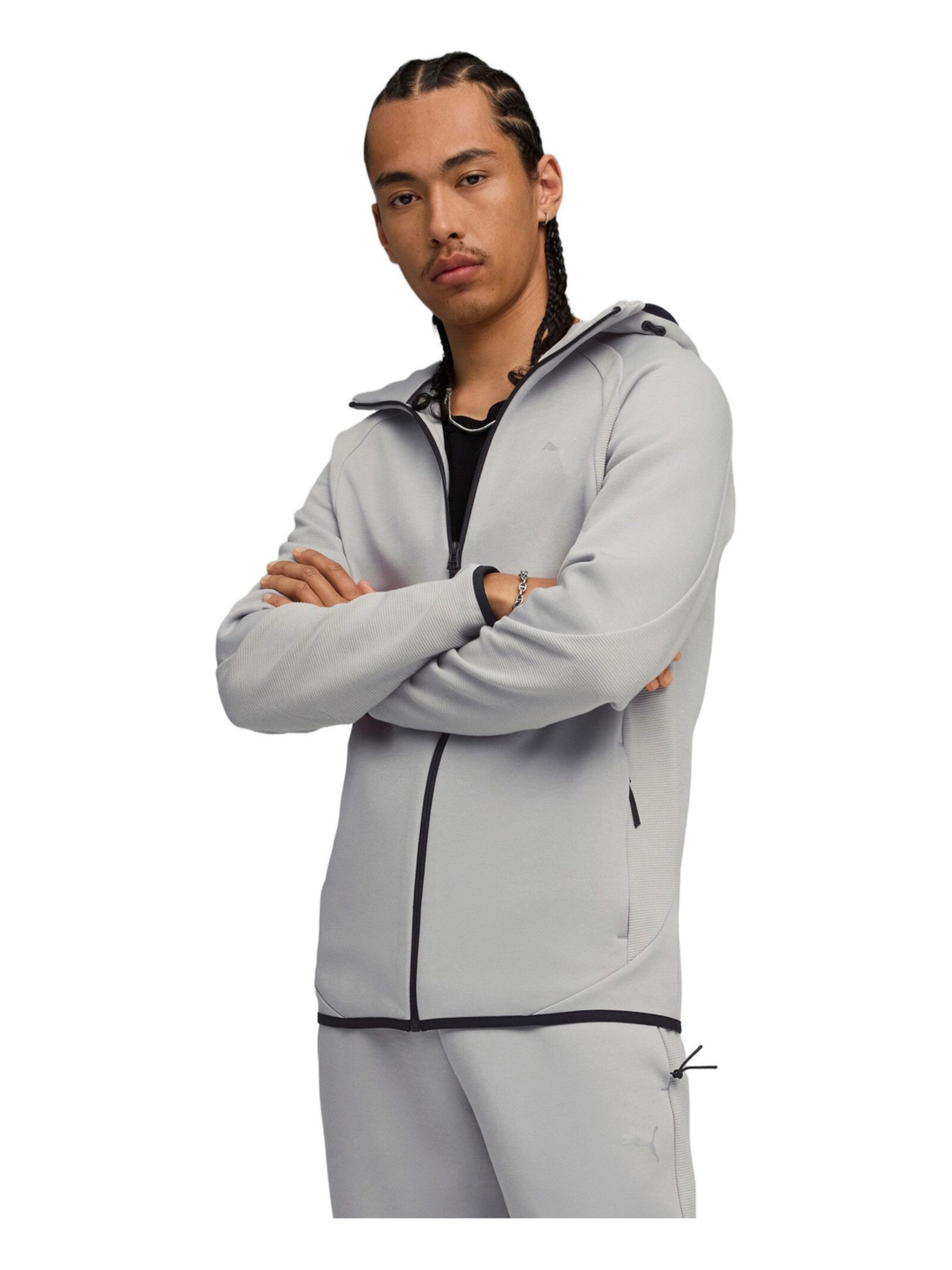 PUMA Sweatvest 'Puma Evostripe Fz Hoodie Dk' in XL in de kleur Antraciet, Productweergave
