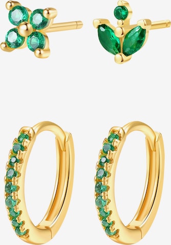 Hey Happiness - Pendientes 'Green Stack' en oro: frente