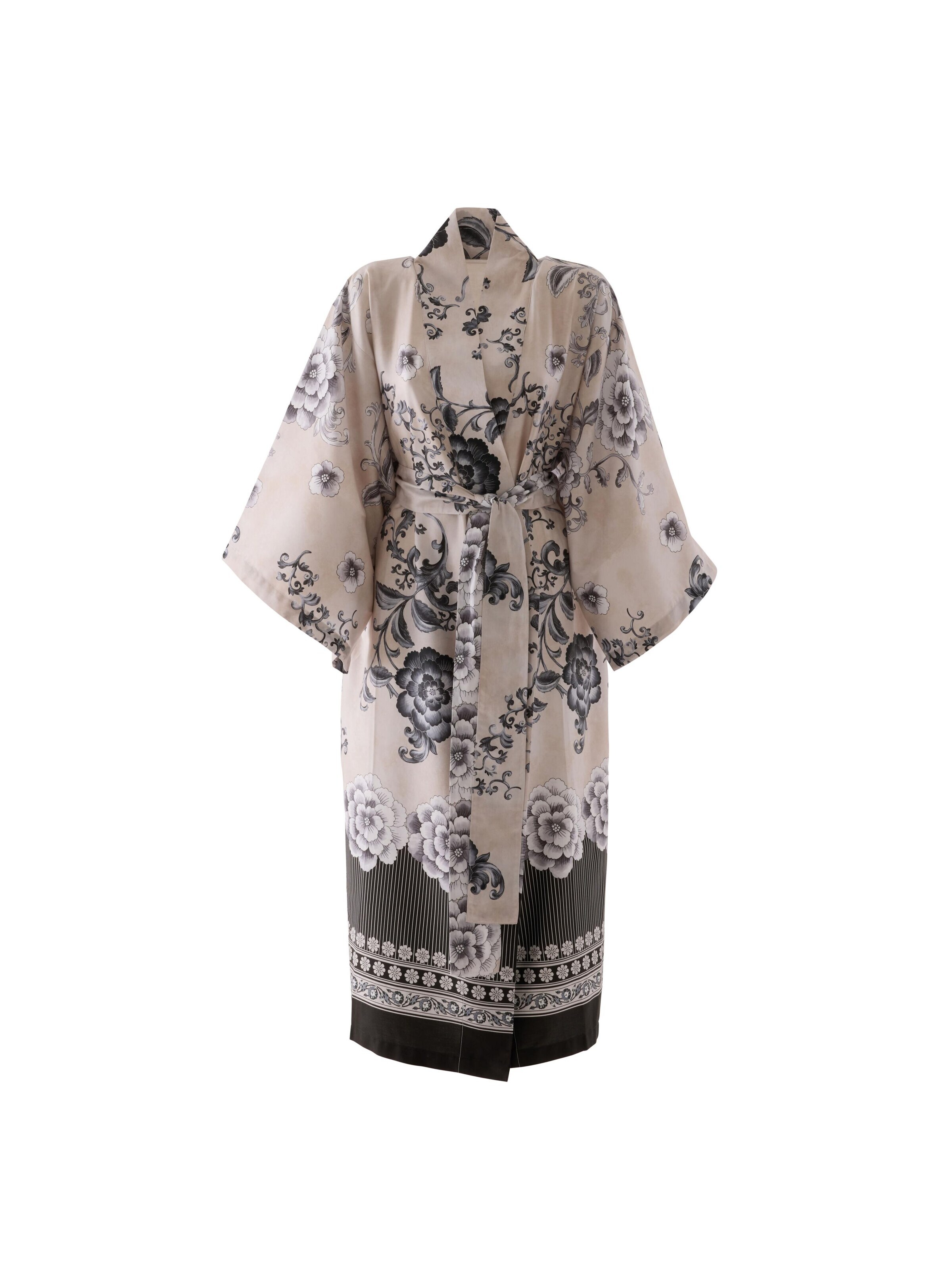 BASSETTI Kimono 'PARAGGI'  aus reinem Baumwollsatin in Beige