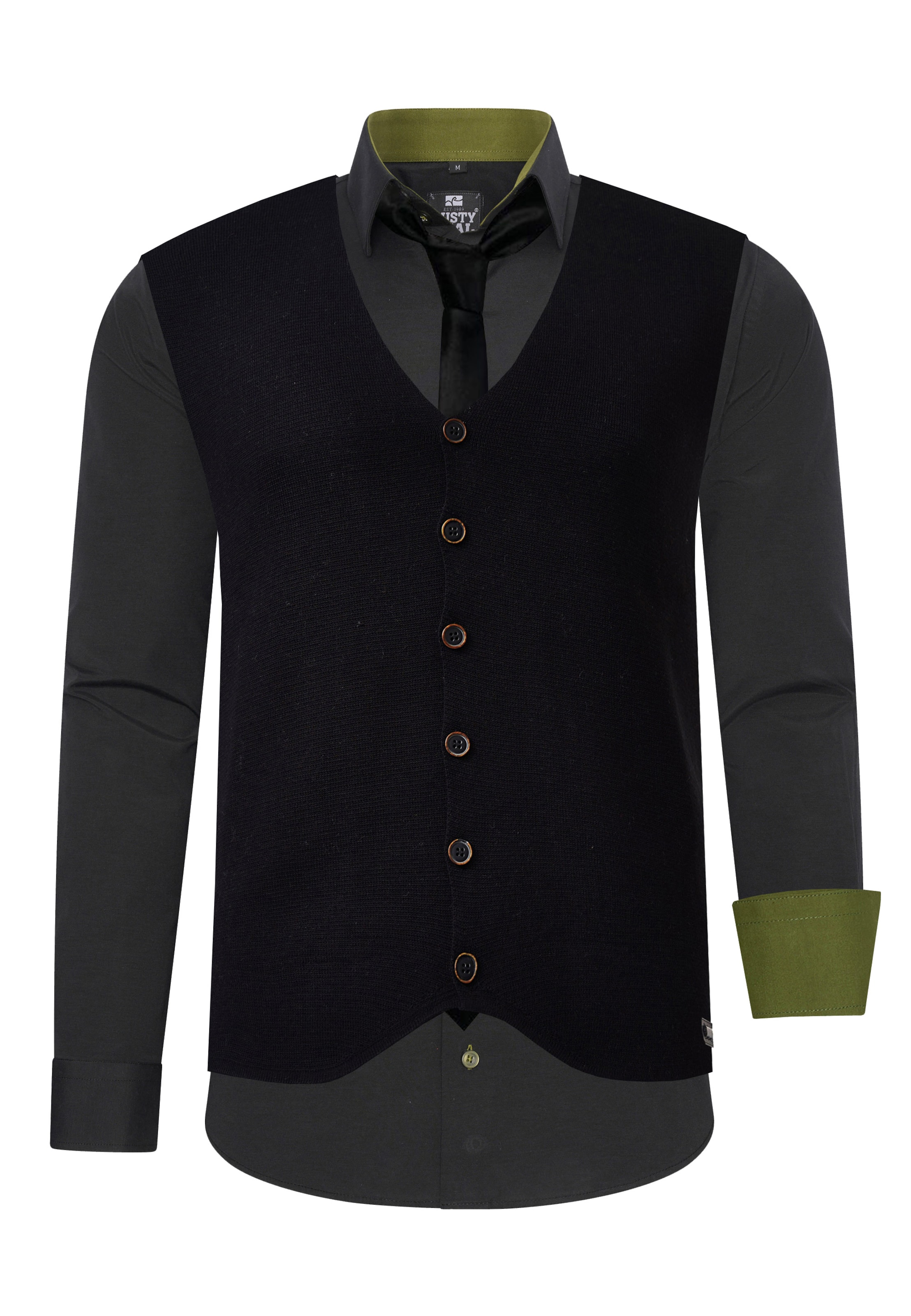 Rusty Neal Slim Fit Hemd in Grau: Vorderseite