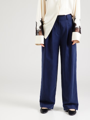 ESPRIT - Perna larga Calças com pregas em azul: frente