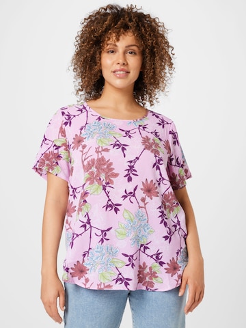 Camicia da donna di ONLY Carmakoma in lilla: frontale