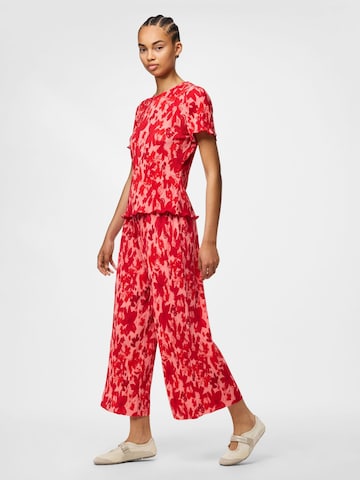 PIECES Wide Leg Bukser 'PCFlora' i rød