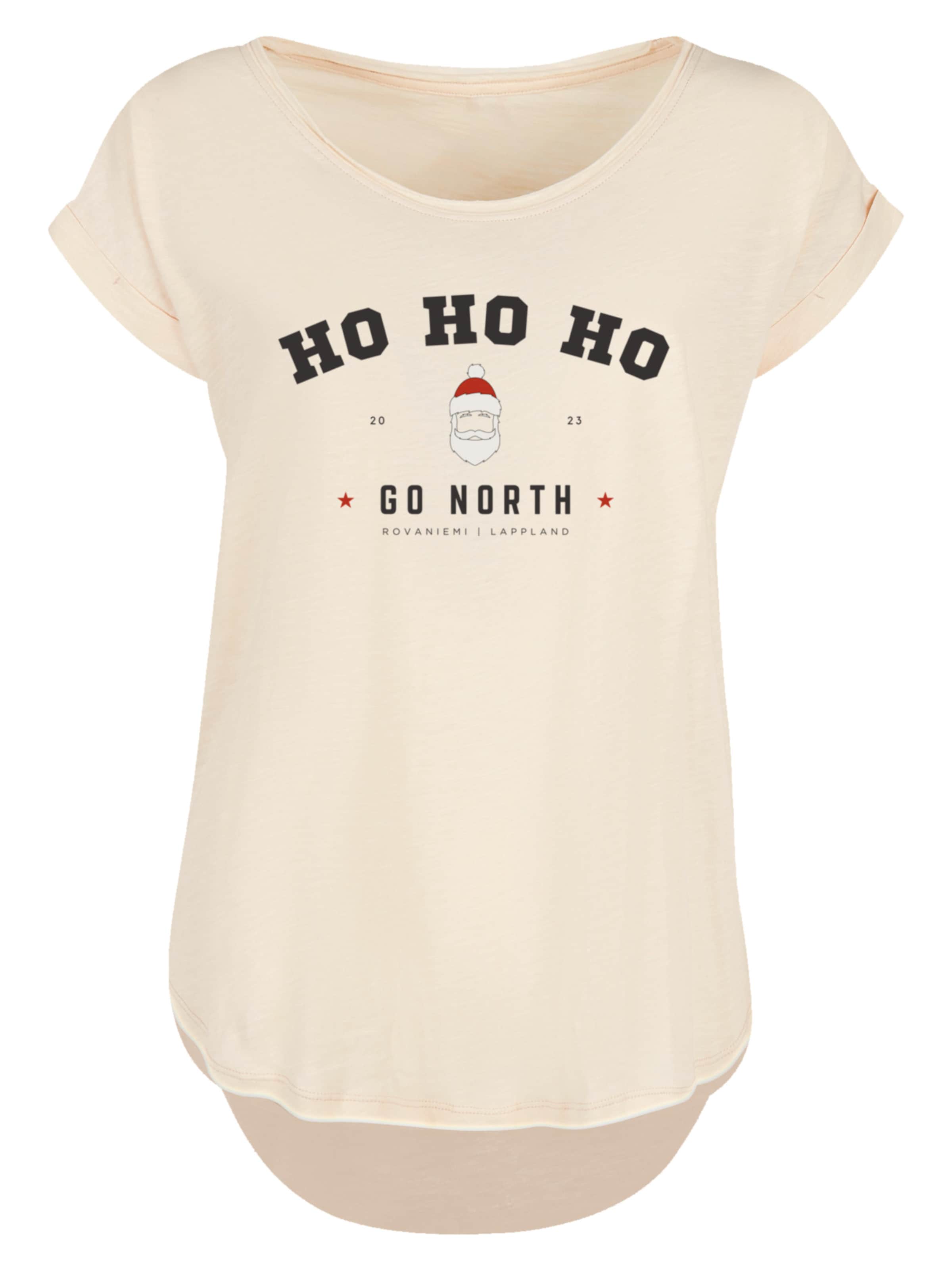 F4NT4STIC Shirt 'Ho Ho Ho Santa Claus Weihnachten' in Beige: Vorderseite